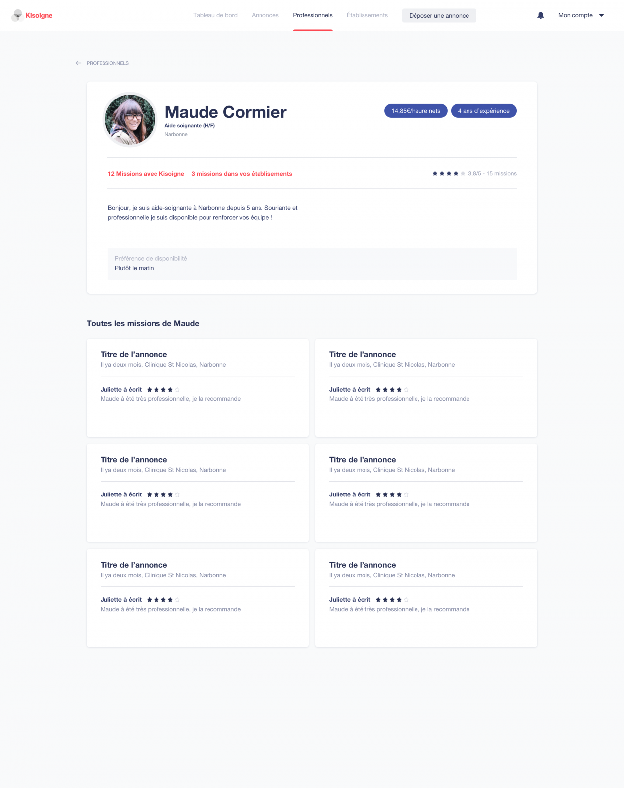 Kisoigne - Profil prestataire